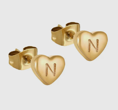 Heart Shaped Initial studs