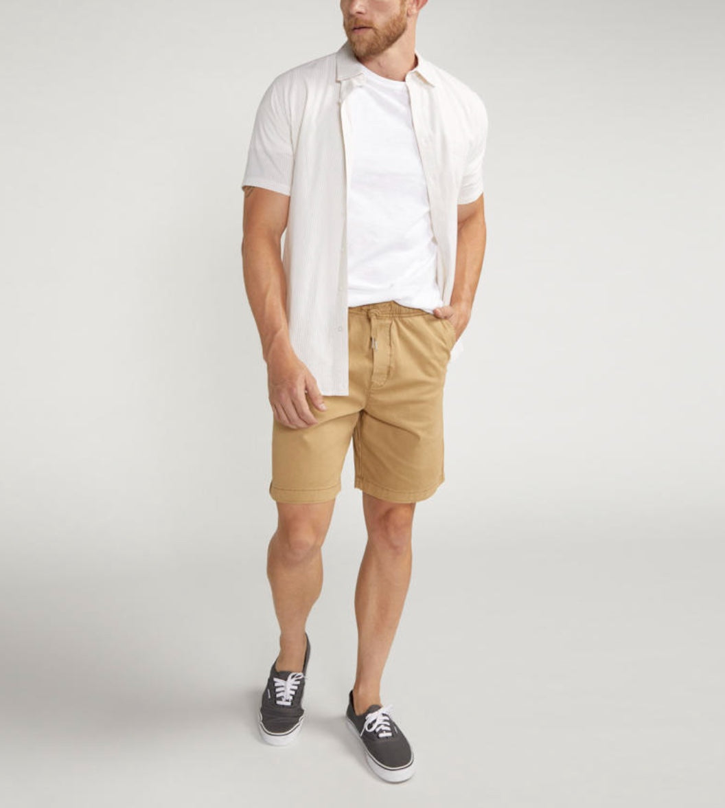 Mens pull on Chino short- Silver Jeans