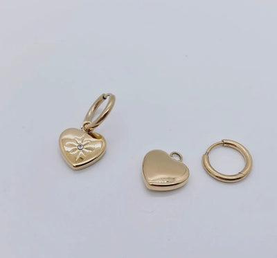 Cubic Zirconia Heart-Shaped 18K Gold-Plated Huggie Earrings