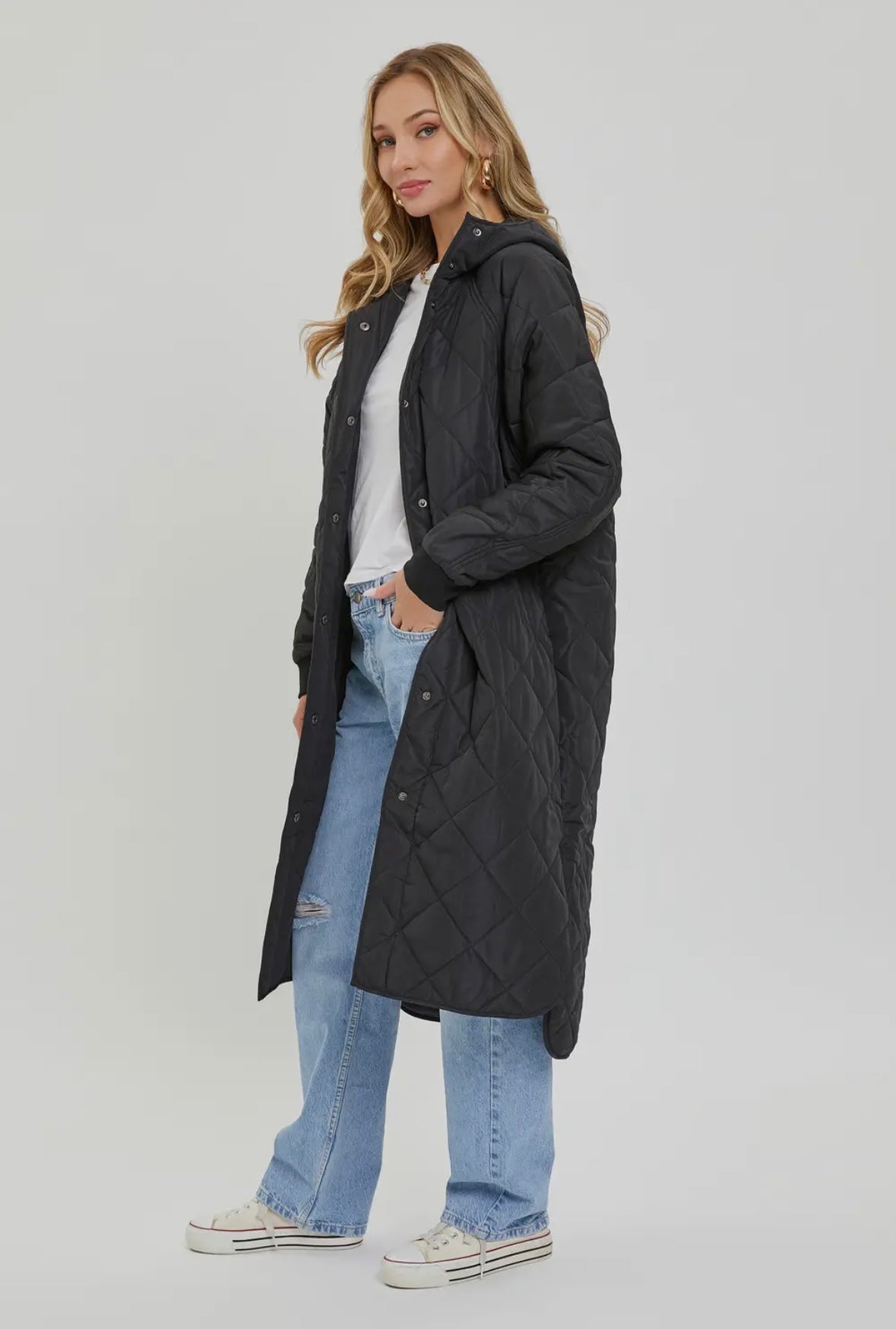 Long quilted puffer jacket