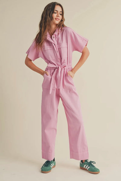 Pink utility jumpsuit