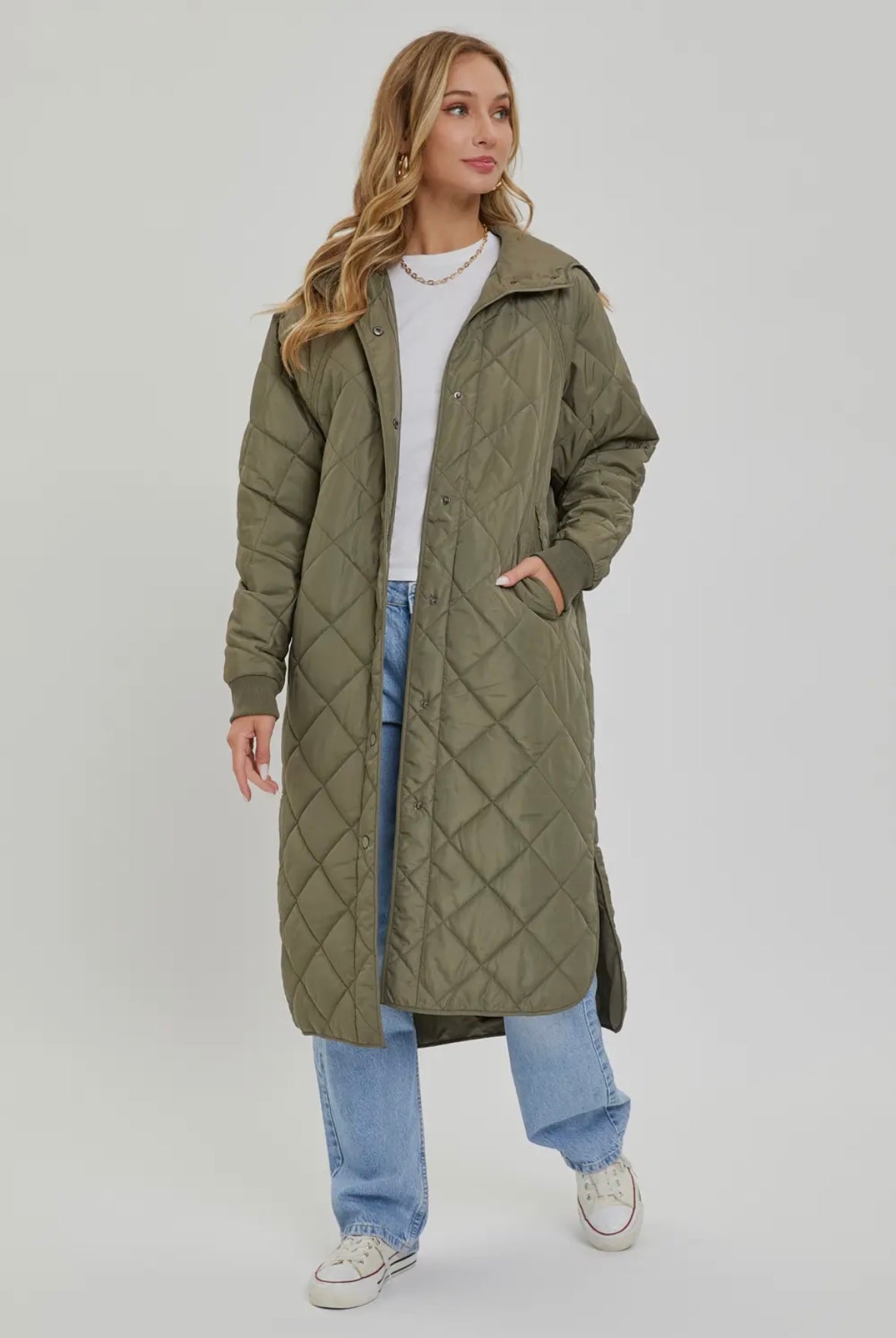 Long quilted puffer jacket