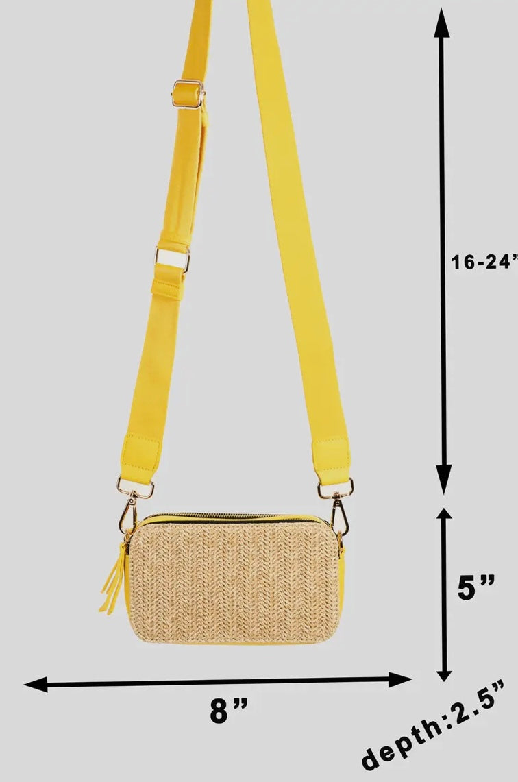 Cross body straw weave bag