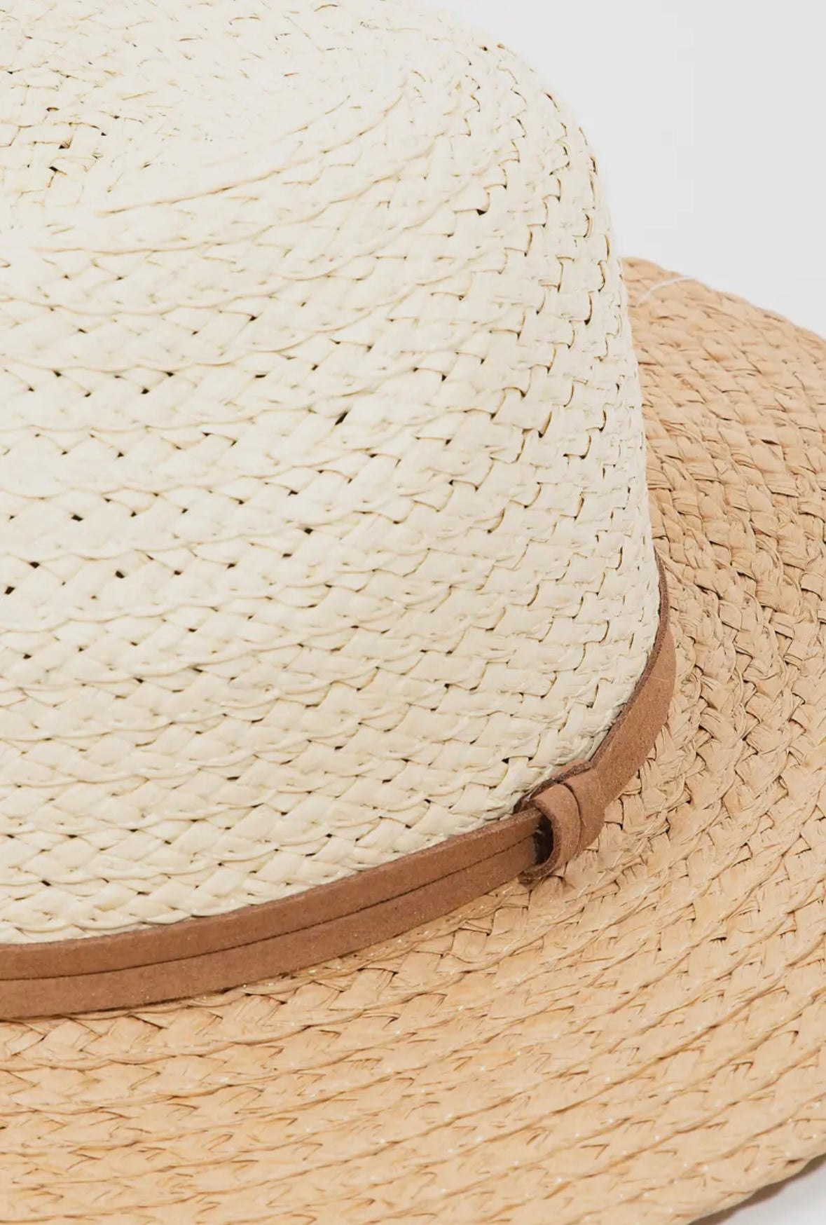 Two tone straw fedora