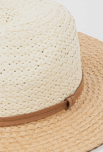 Two tone straw fedora