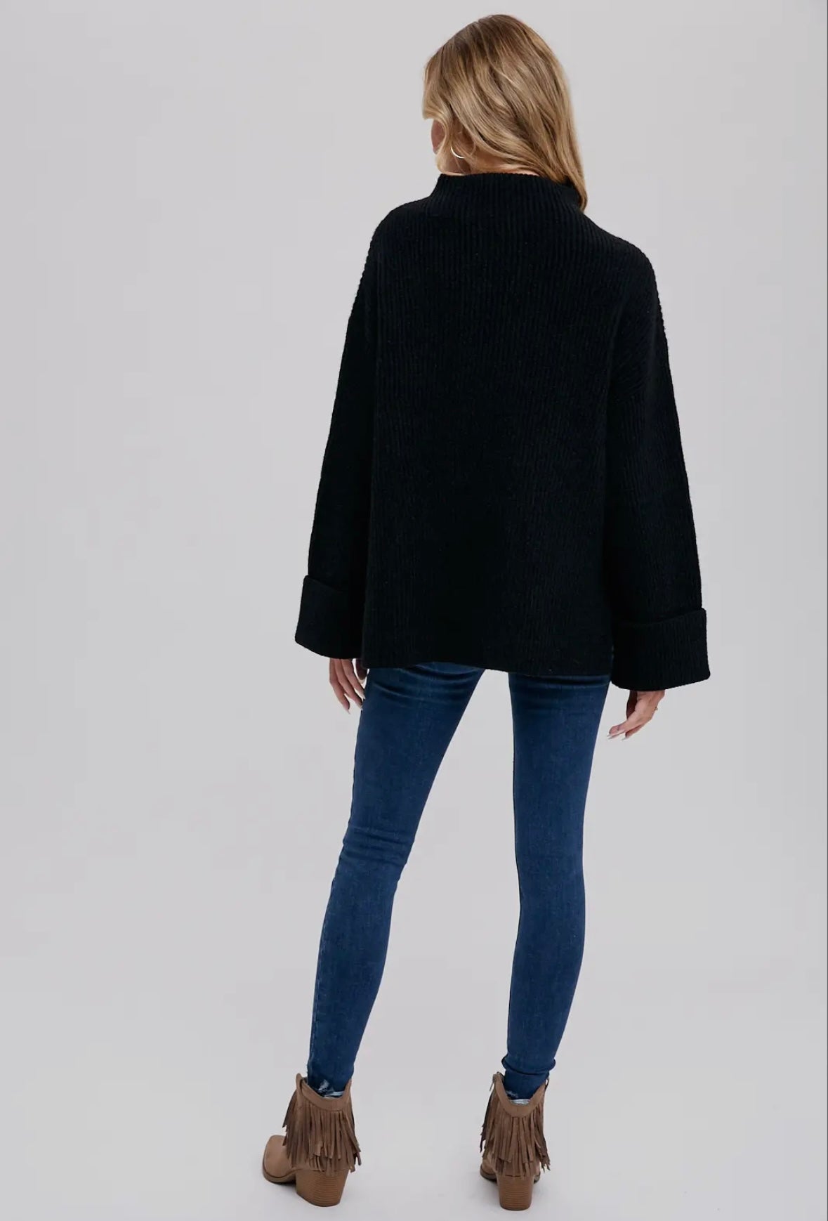 Funnel neck knit sweater