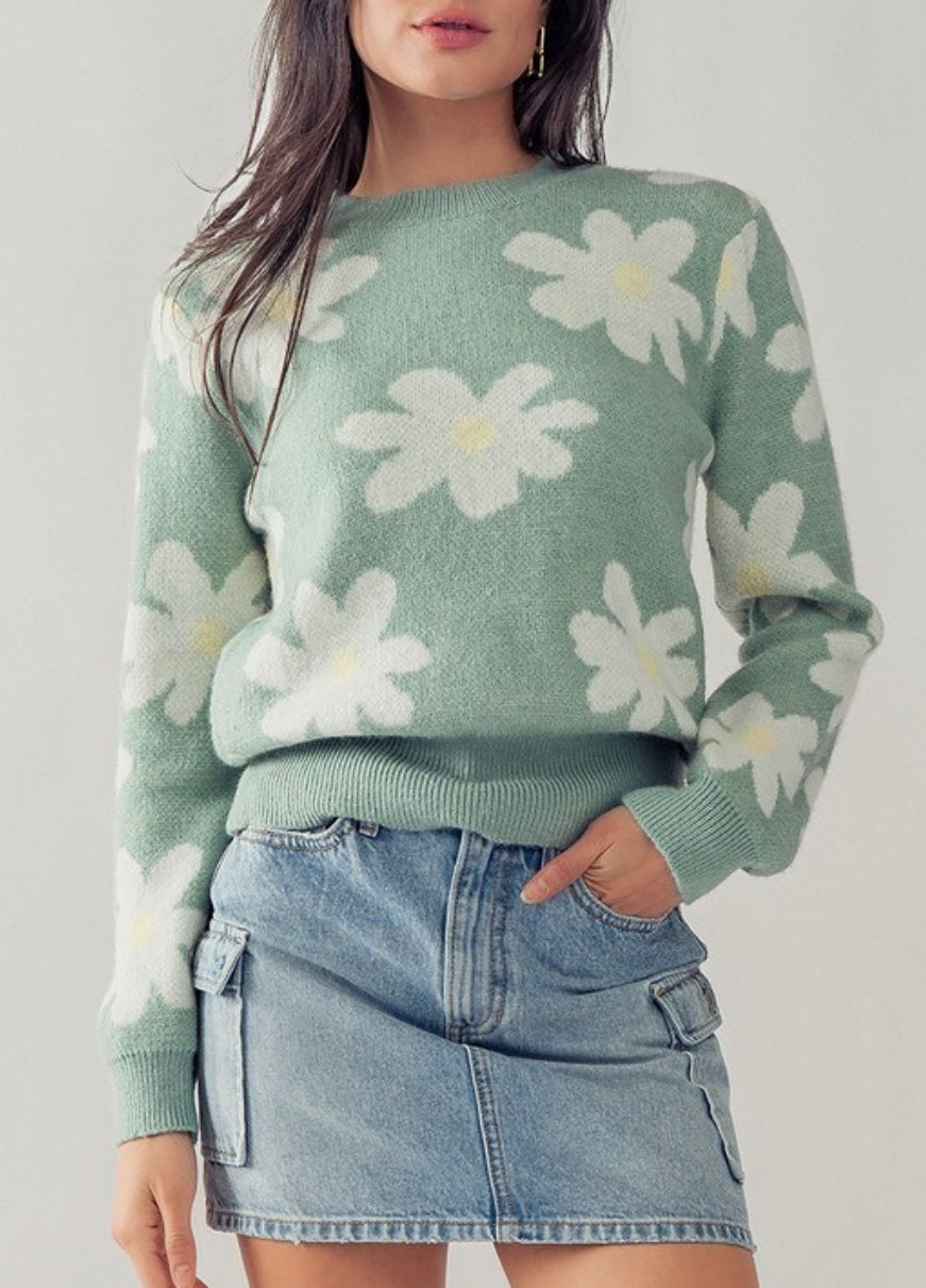 Sage daisy sweater