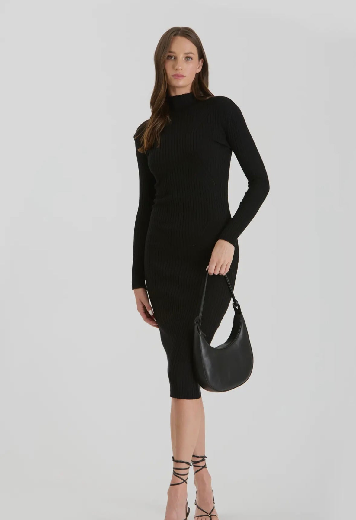 Mock Neck Long Sleeve Sweater Dress