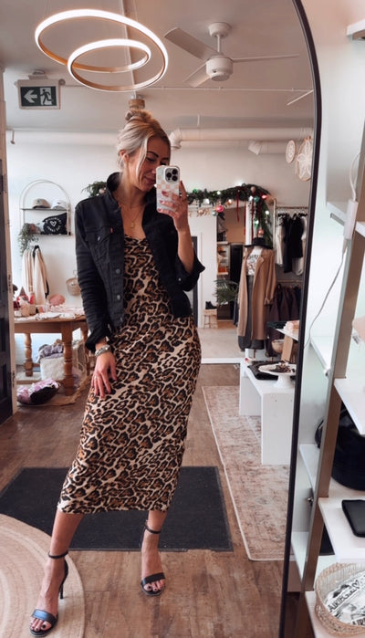 Crepe leopard maxi dress