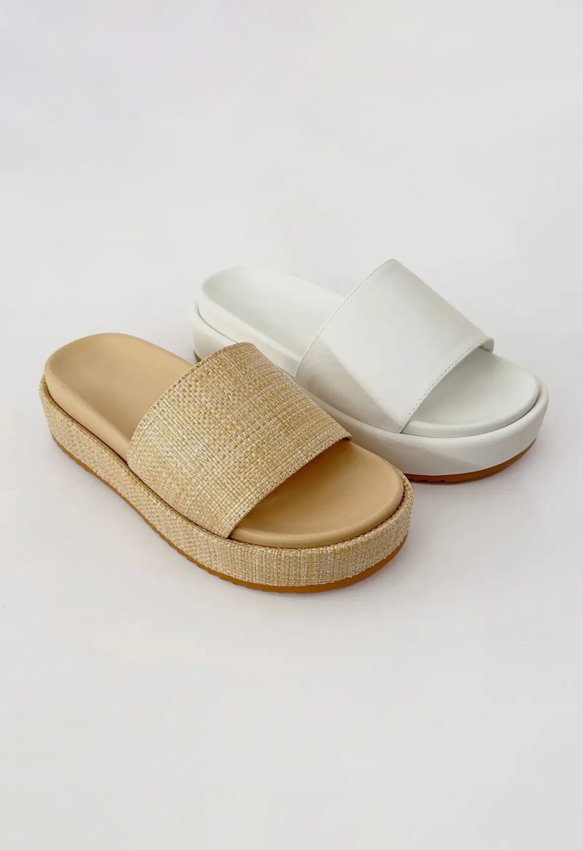 Platform slide weave sandal