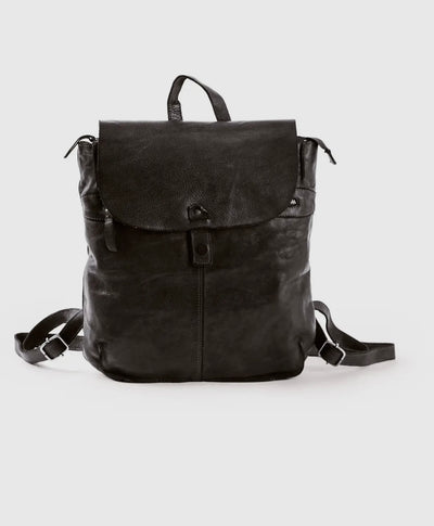 Harolds city snap leather backpack