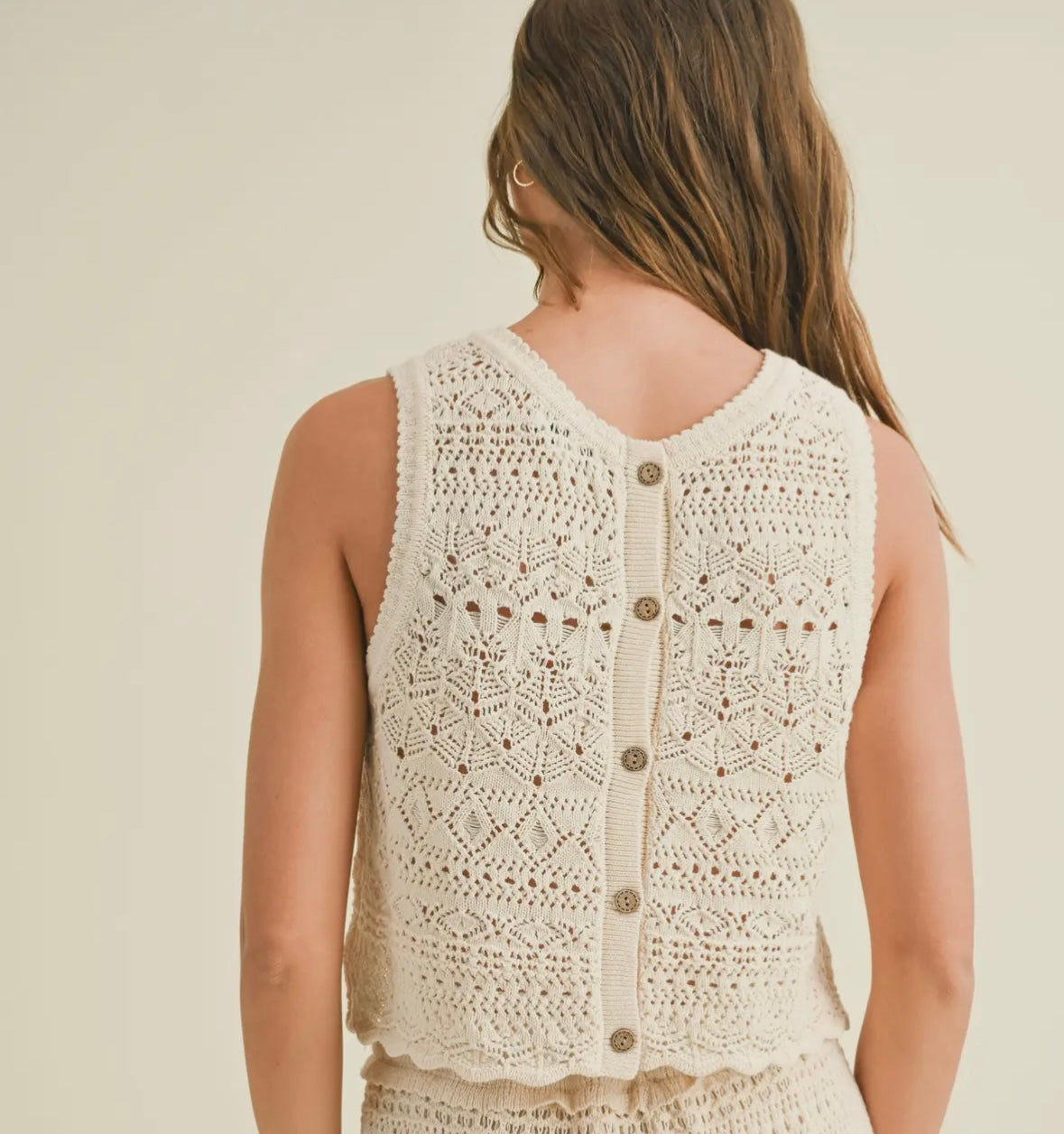 Crochet button back top