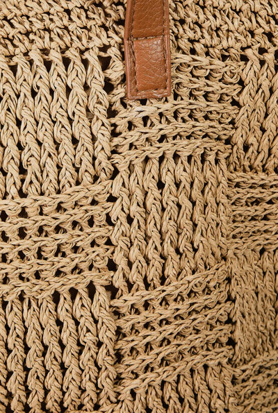 Straw check weave bag