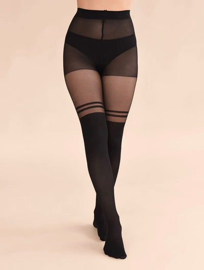 Rachel over the knee striped tights (double line)