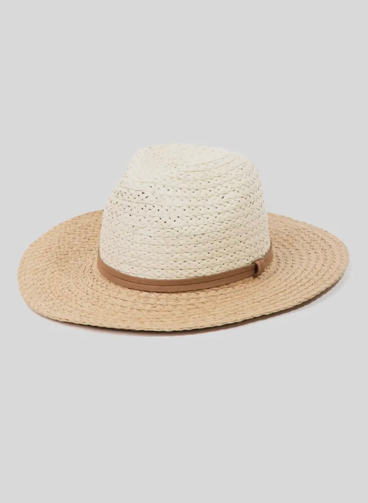 Two tone straw fedora