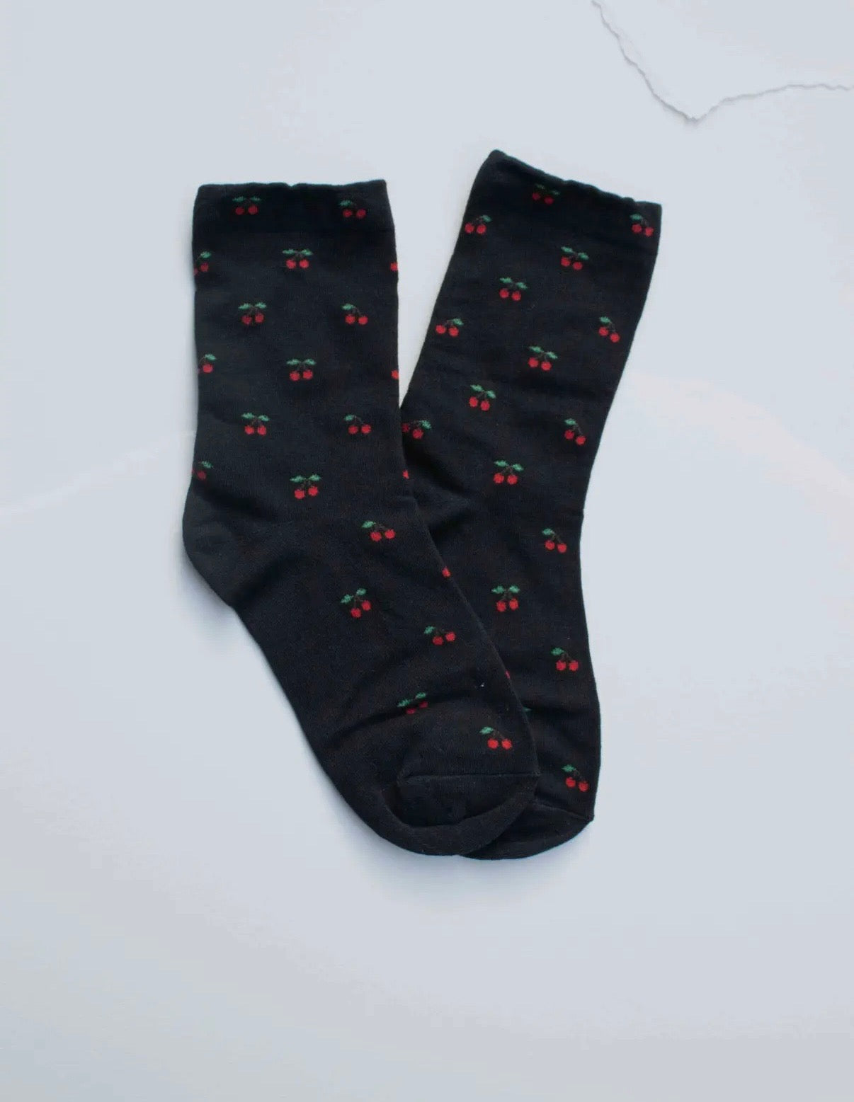 Cherry Pattern Cotton Blend Socks