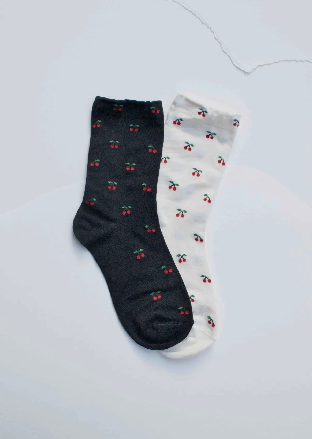 Cherry Pattern Cotton Blend Socks