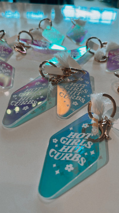 Hot girls hit curbs holographic key chain