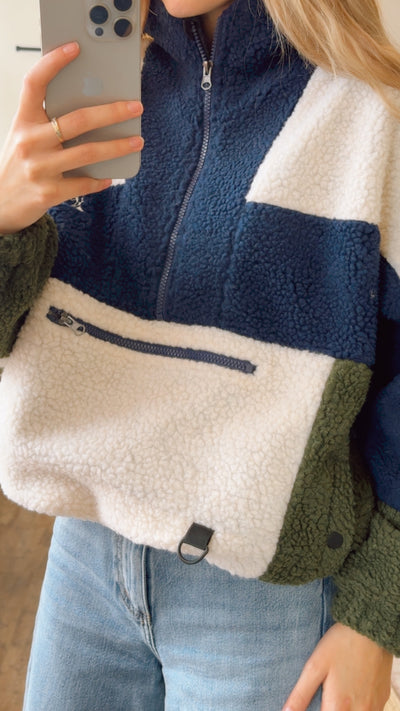 Navy Colour Block Jacket