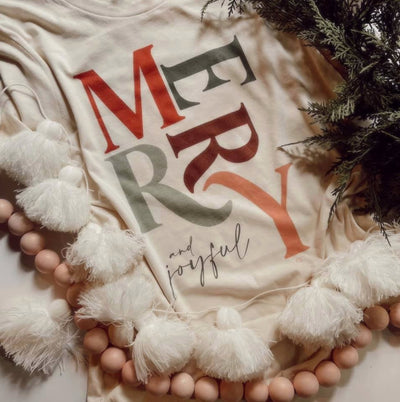 Merry + Joyful Christmas Graphic Tee