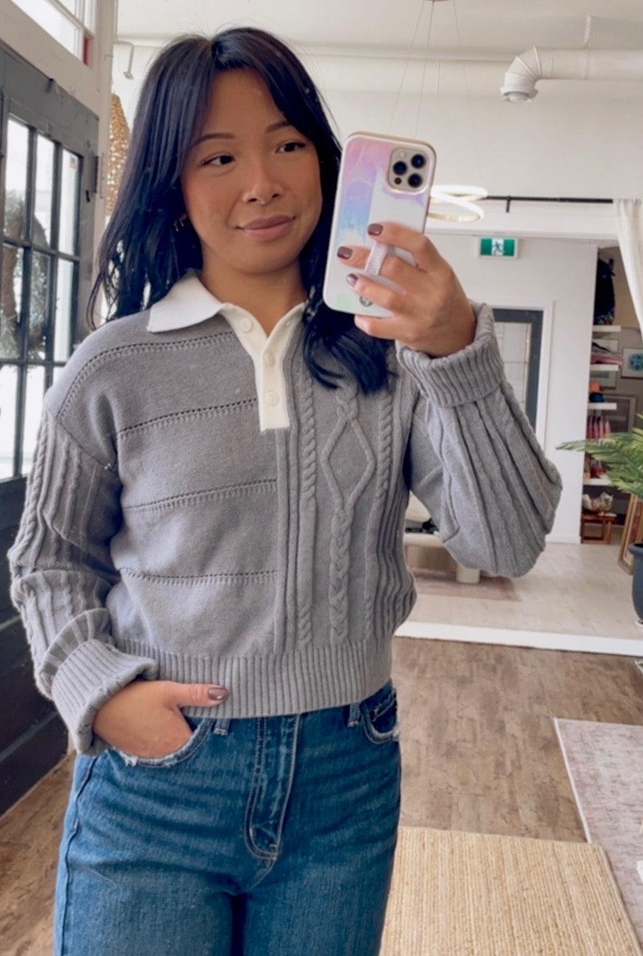 Cropped Preppy Pullover