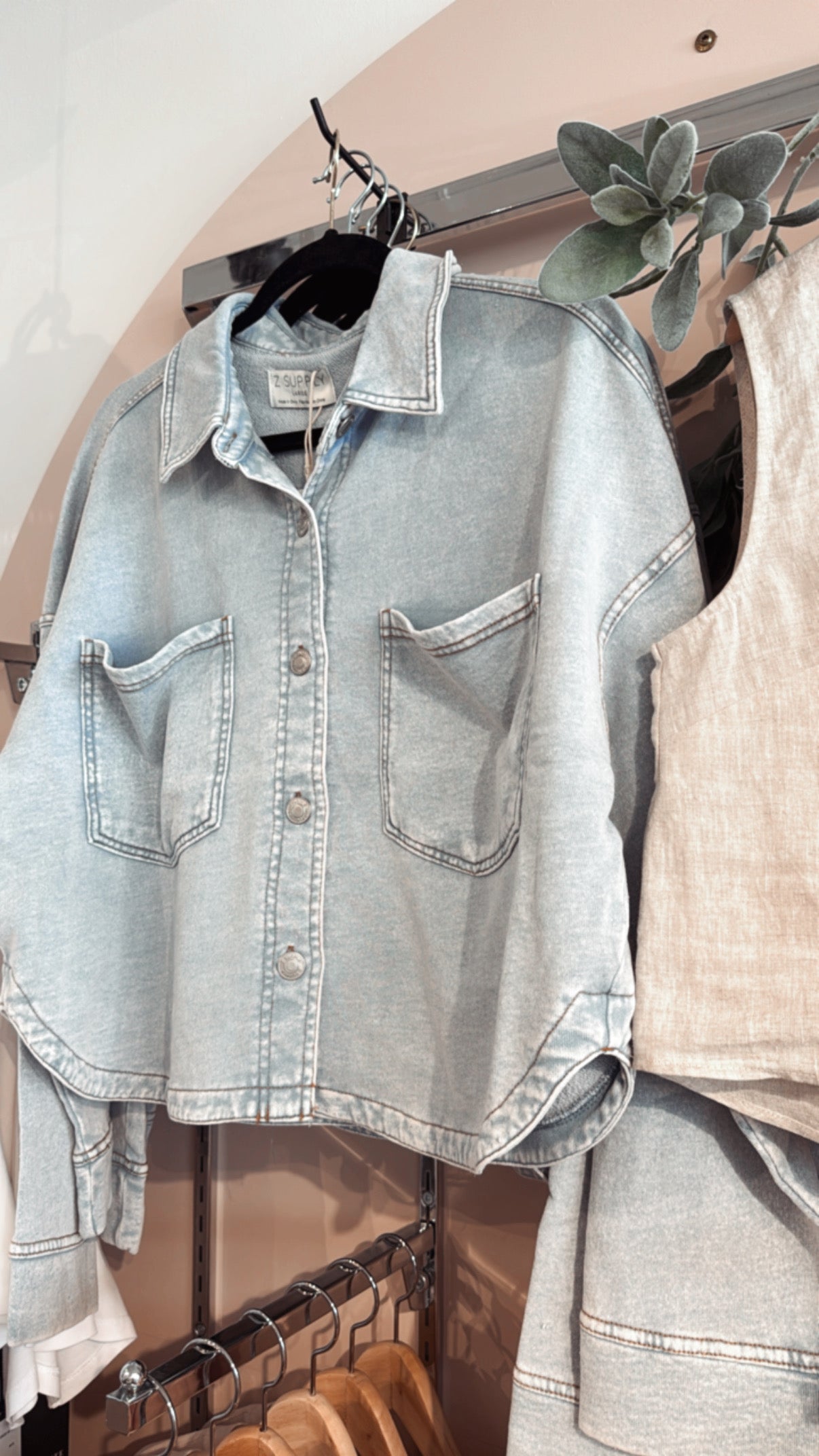 All Day Cropped Knit Denim Jacket
