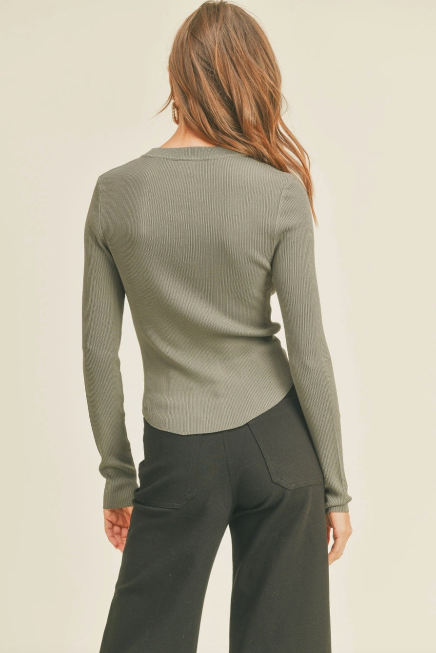 Ribbed Long Sleeve Basic Top