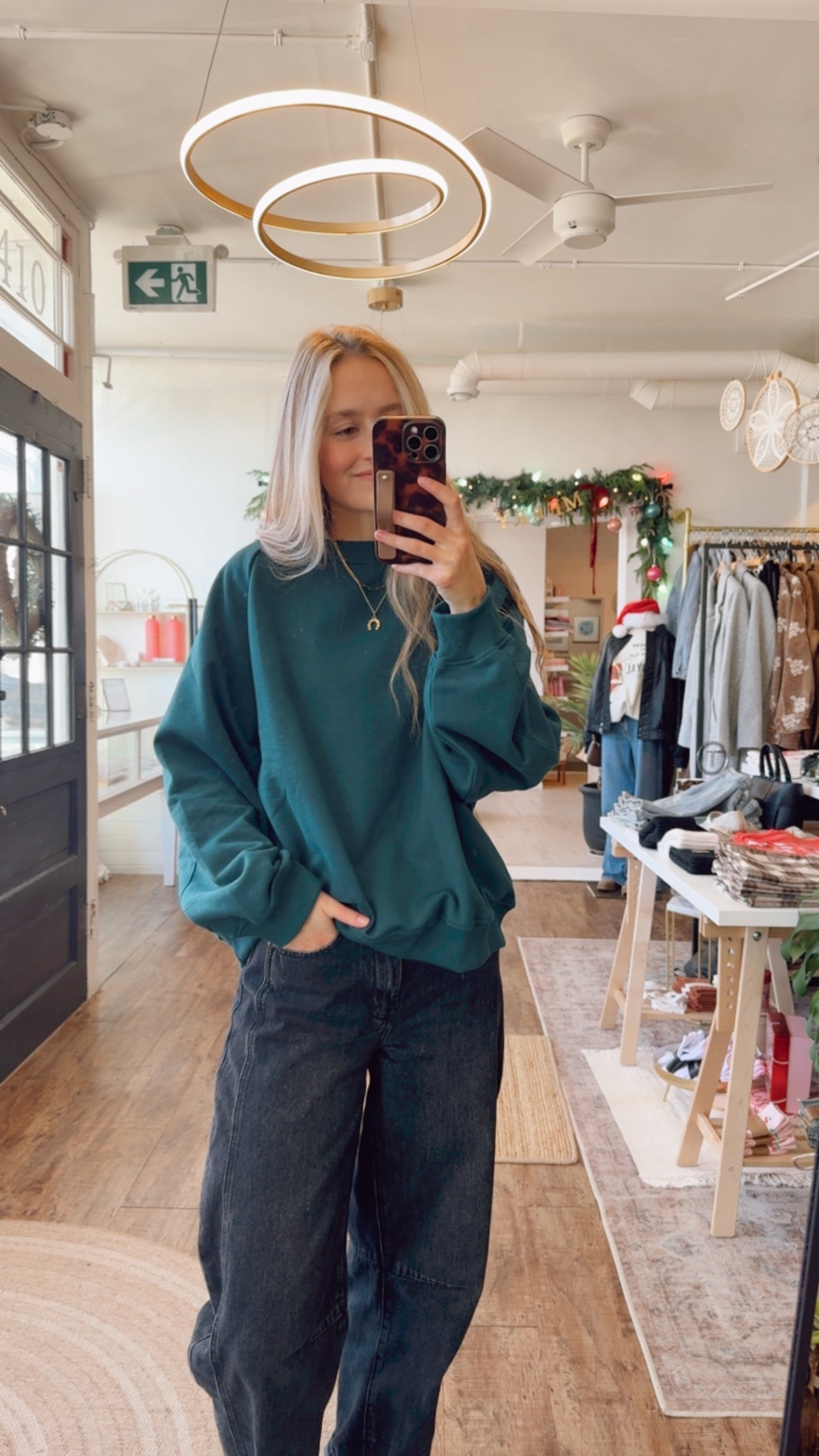 Green Oversized Crew Neck