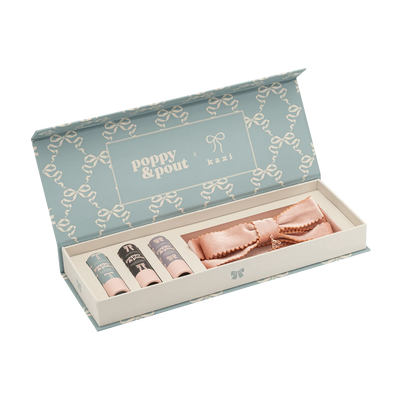 Coquette Lip Balm Trio + Kaxi Hair Bow gift set