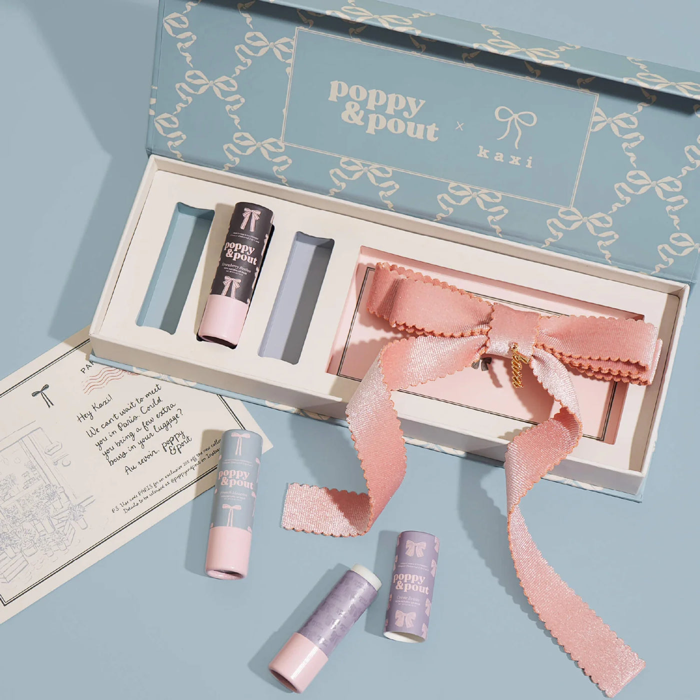 Coquette Lip Balm Trio + Kaxi Hair Bow gift set