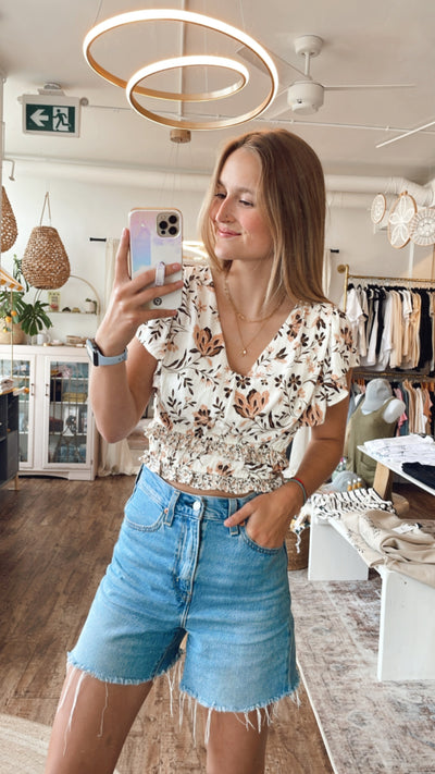 Voila Vneck Ruffle Sleeve Top