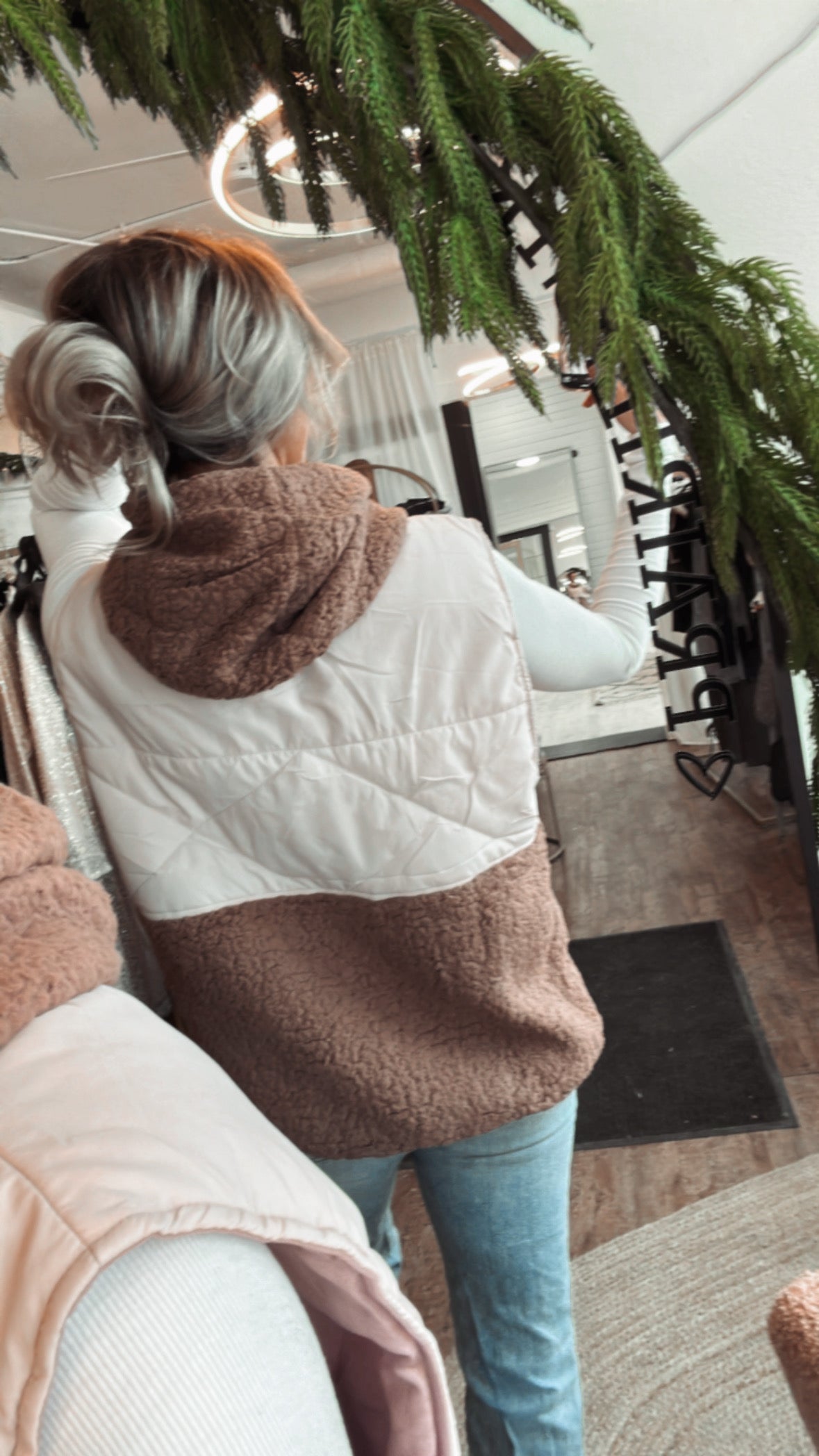 Quilted sherpa vest