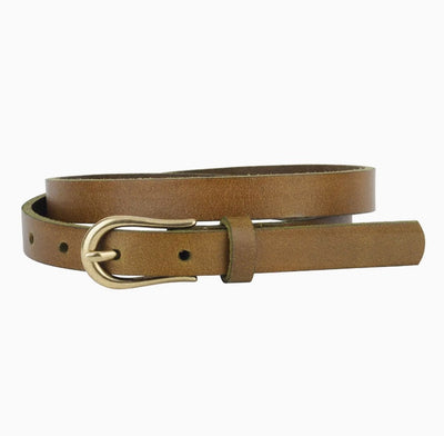 Everyday Skinny Brass Buckle Leather Belt