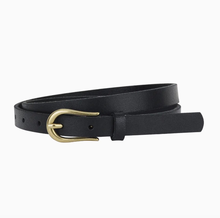 Everyday Skinny Brass Buckle Leather Belt