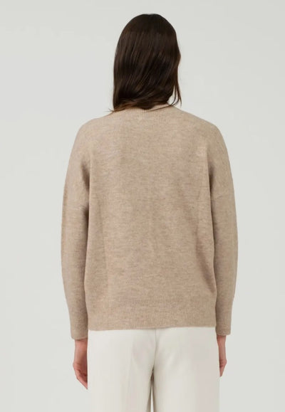 Solid V Neck Drop Shoulder Knit Sweater