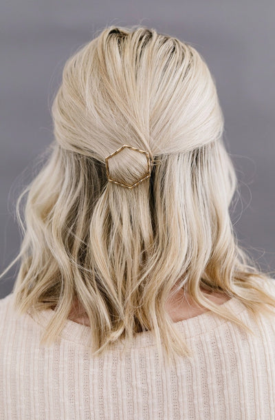 Gold hexagon hair clip