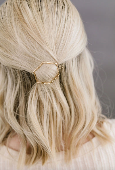 Gold hexagon hair clip