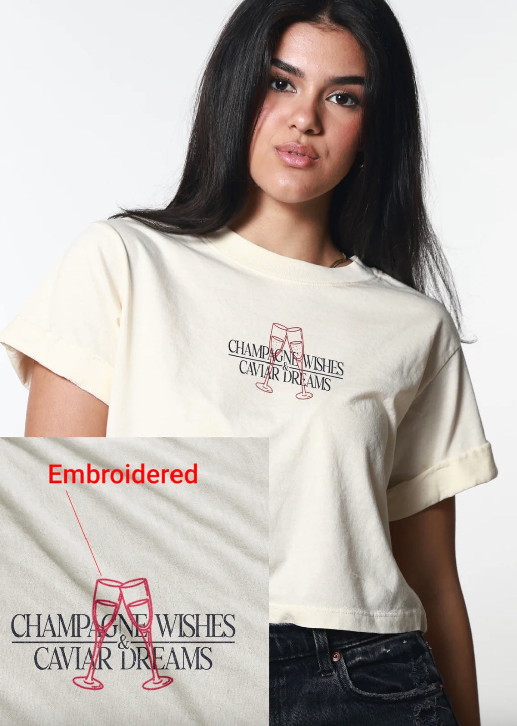 Champagne Wishes Cropped Boyfriend Tee