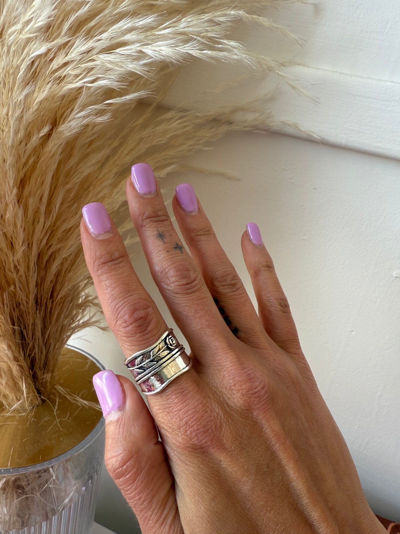 Wide Vintage rose ring