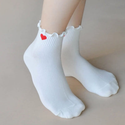 Ivory Red Heart Socks