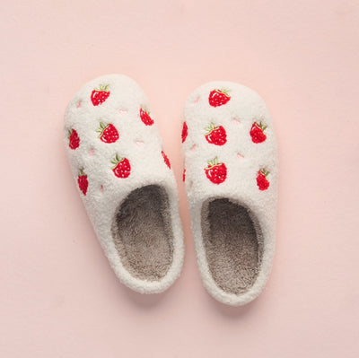 Fuzzy Slippers - Strawberries