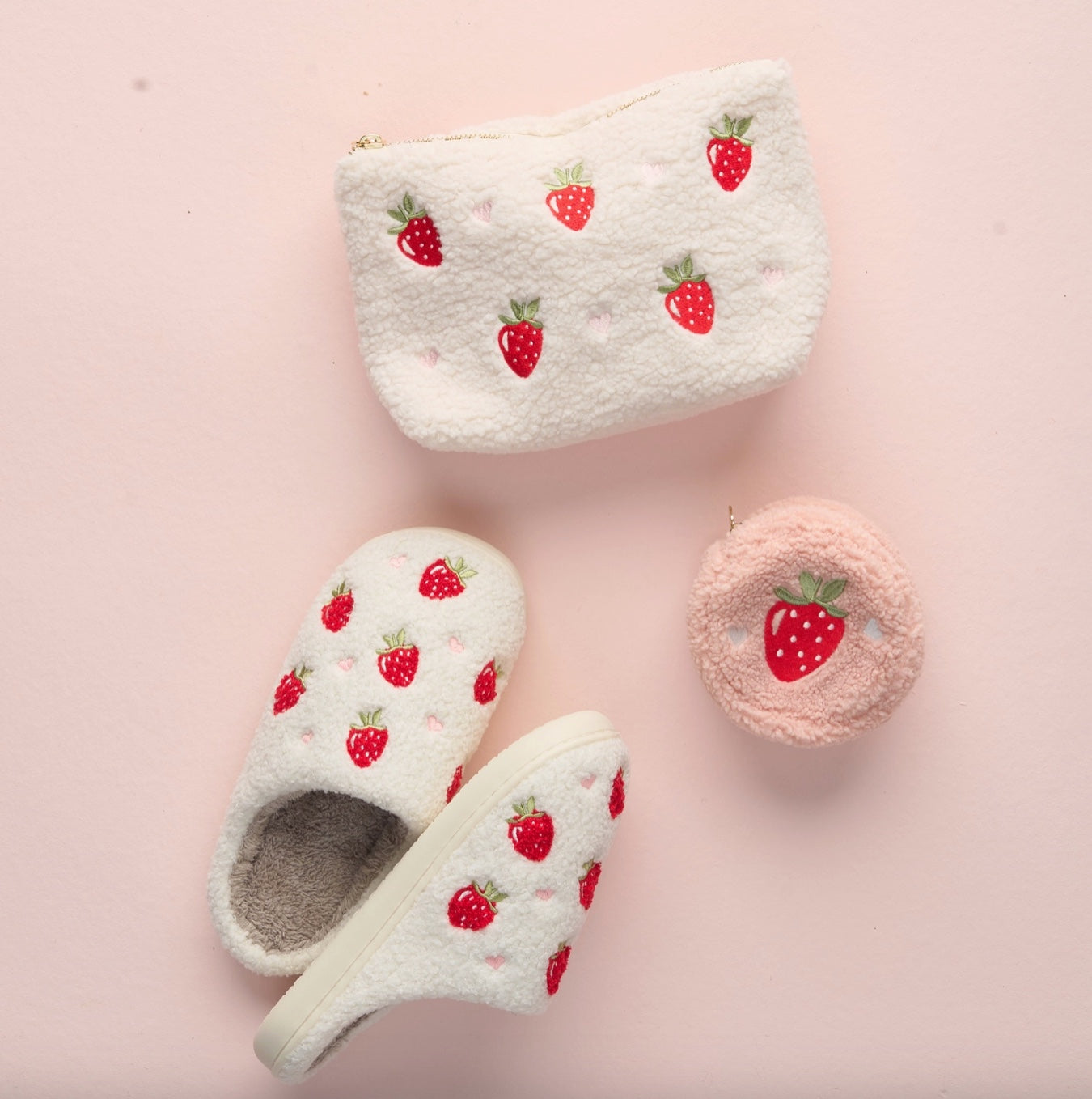 Fuzzy Slippers - Strawberries