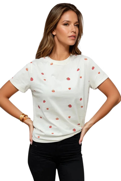 Reign Cuff Sleeve Tie Tee - Strawberry