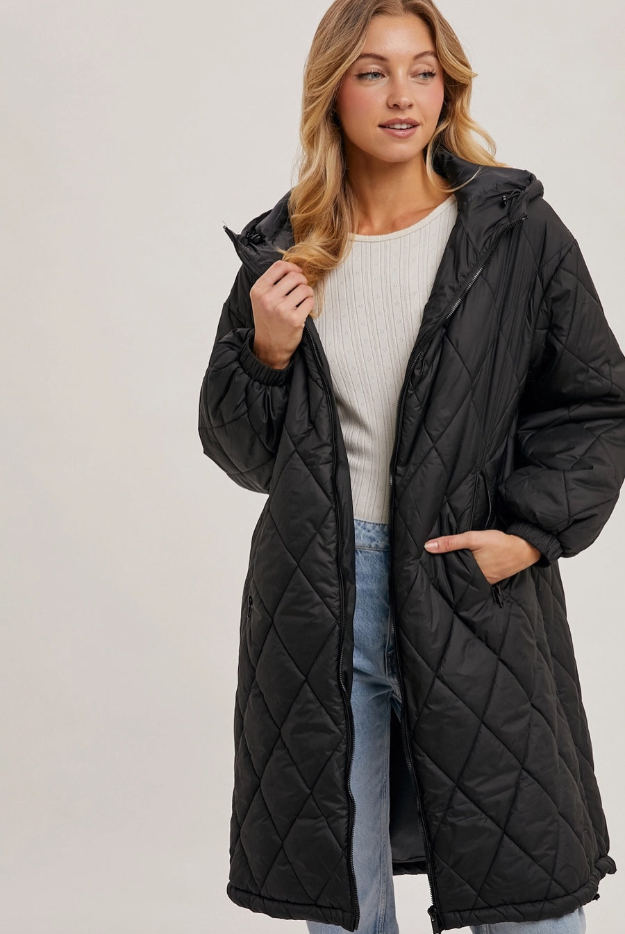 Longline Quilted Puffer Jacket