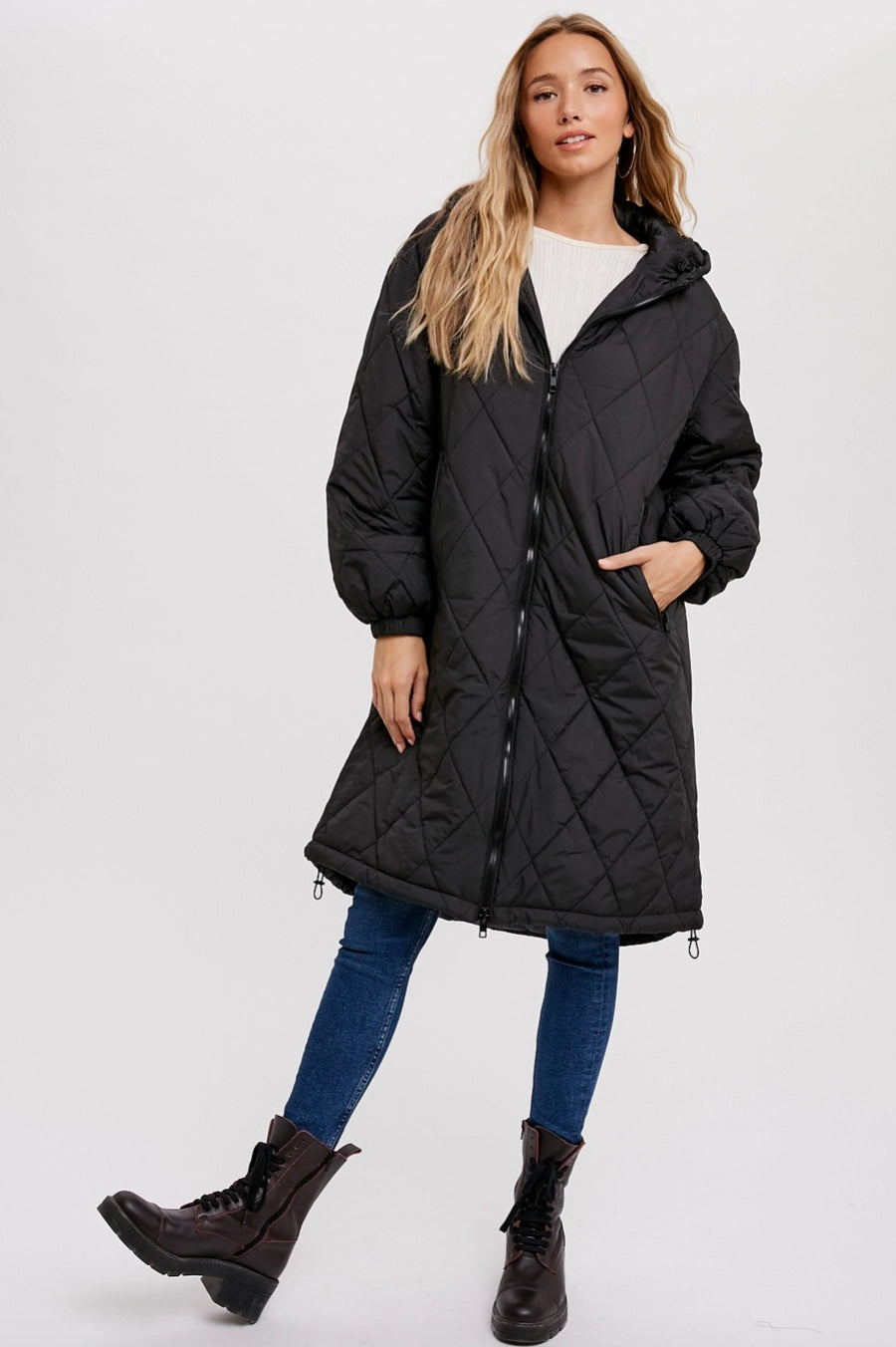 Longline Quilted Puffer Jacket