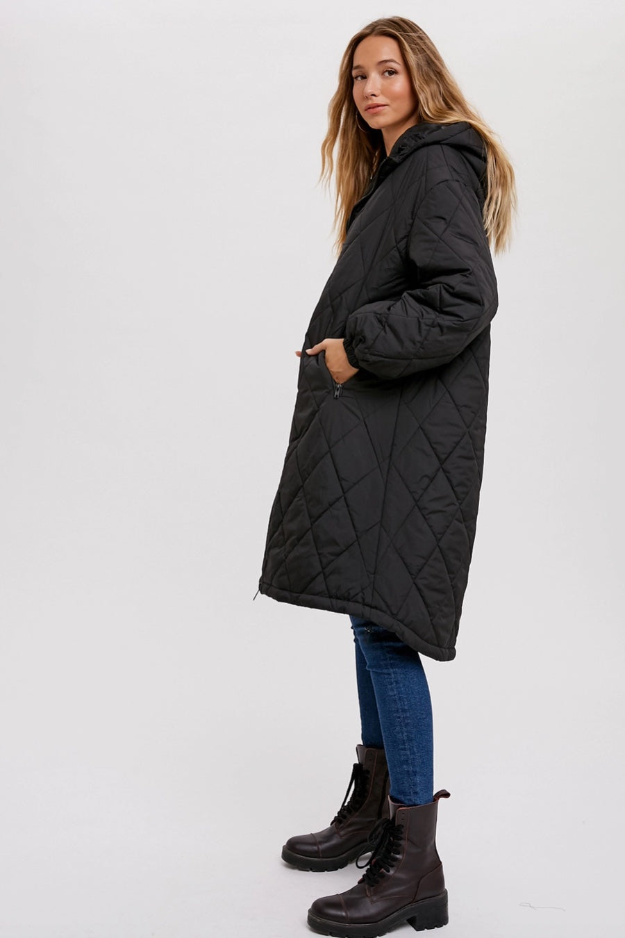 Longline Quilted Puffer Jacket