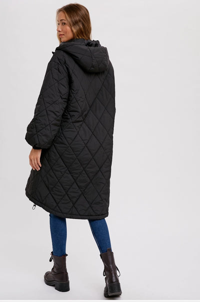 Longline Quilted Puffer Jacket