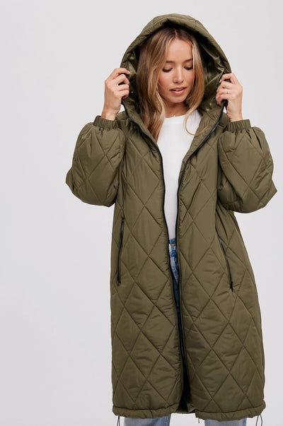 Longline Quilted Puffer Jacket