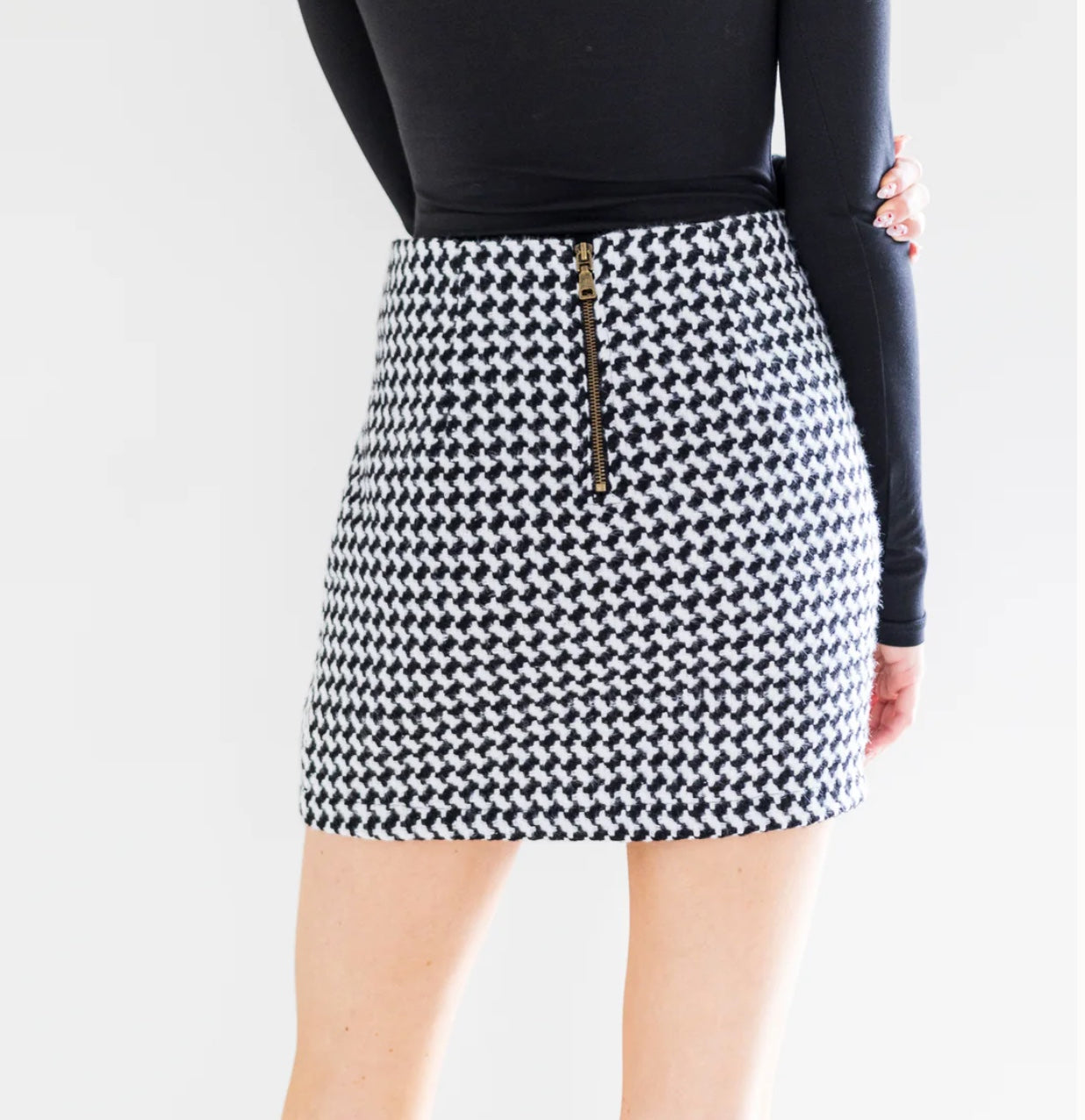 Nyla houndstooth skirt