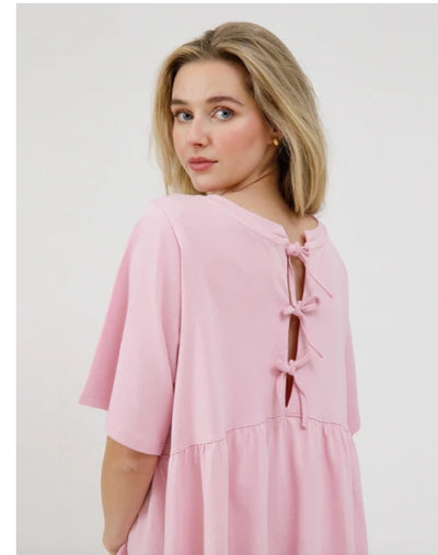 Tiered T-Shirt Dress With Bows